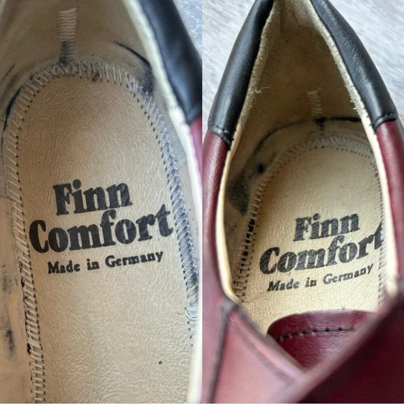 FINN COMFORT Dijon Burgundy/Red Leather Lace Up Loafers Made In Germany - Picture 13 of 16